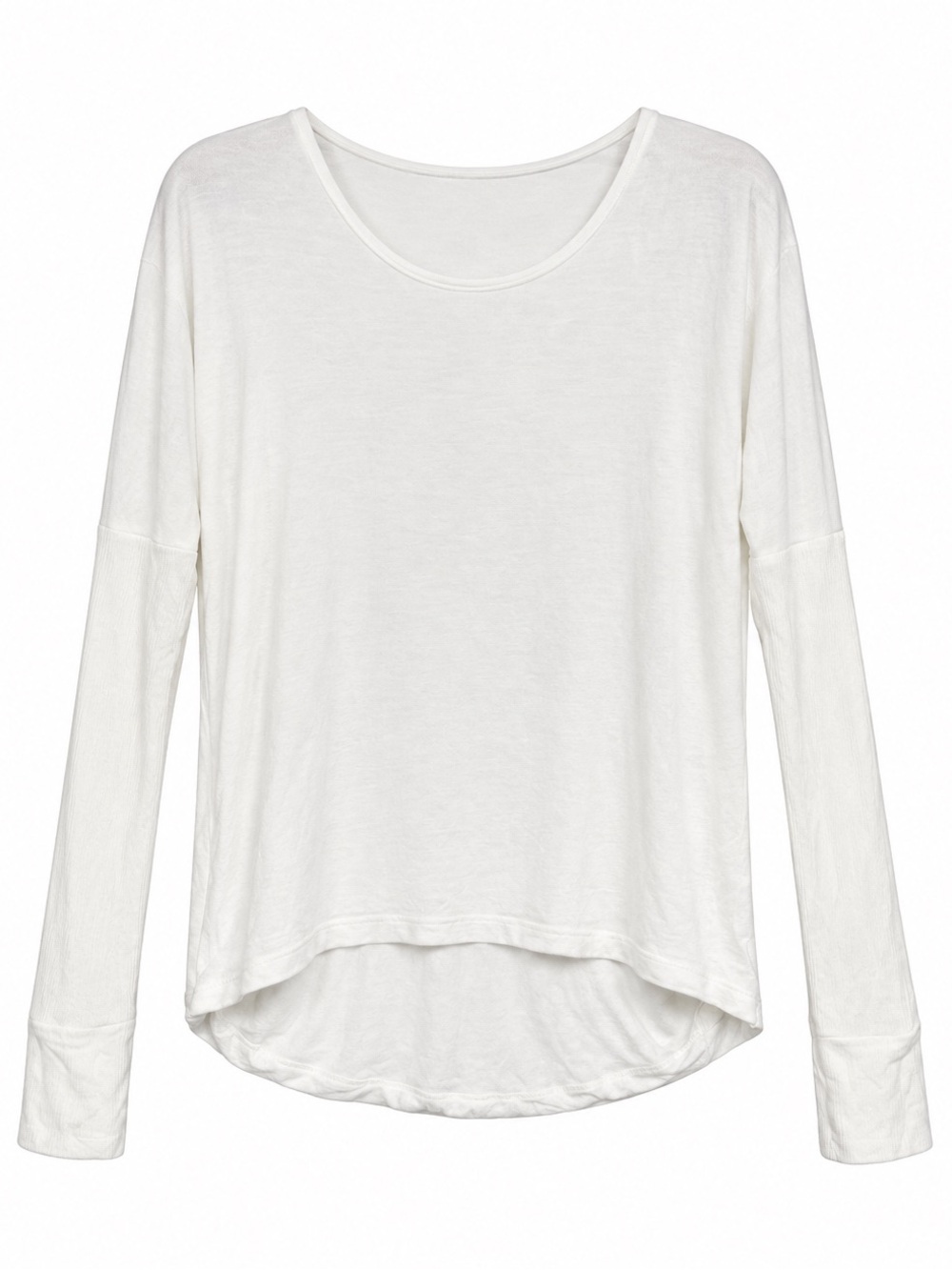 VENUS White Scoop Neck Long Sleeve Tee